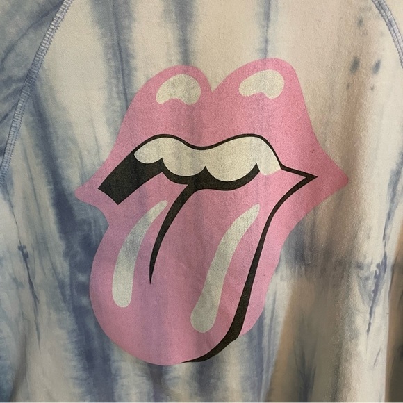 The Rolling Stones Tongue Boyfriend Graphic Tie Dyed Sweatshirt Size S Oversized - Picture 6 of 8